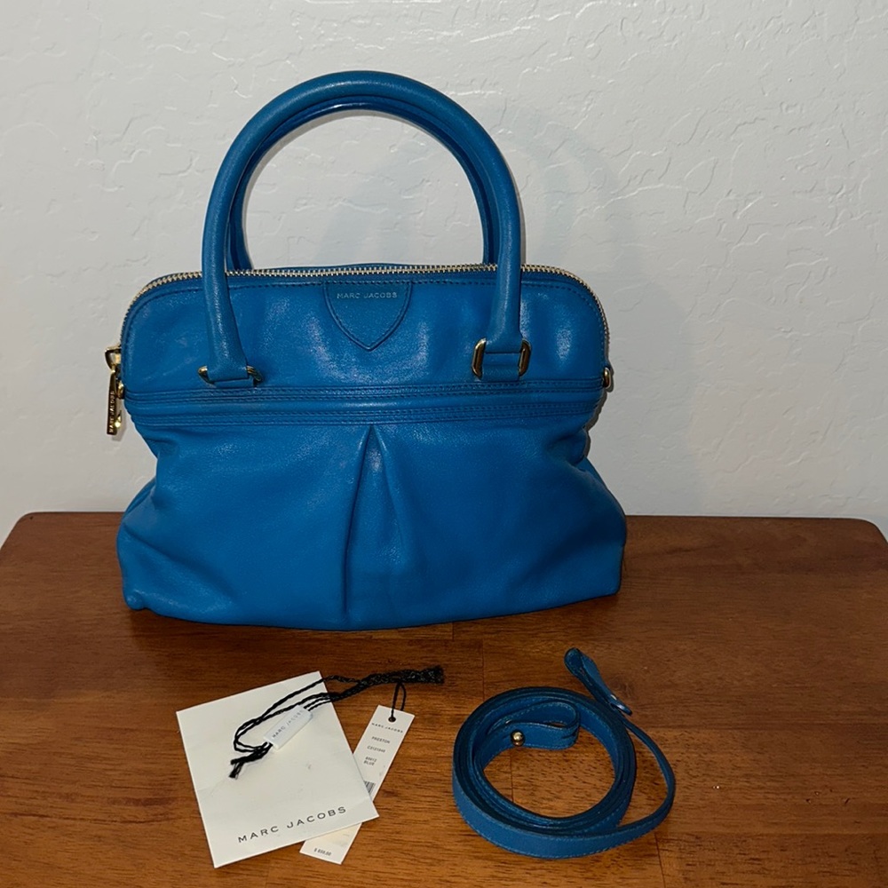 Marc Jacobs Preston Satchel blue with gold hardware